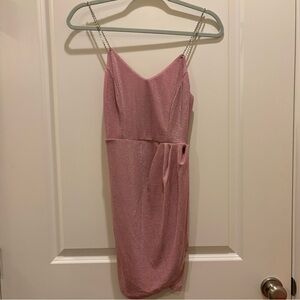 Cider Rhinestone Strapped Shimmer Dress